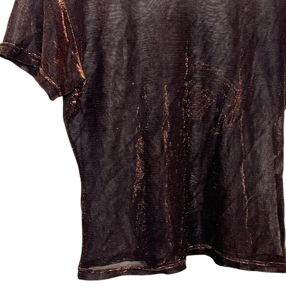 Sheer Metallic Fairy Grunge Whimsigoth Top Brown Edgy Y2K Gothic Witchy Small - Picture 2 of 9